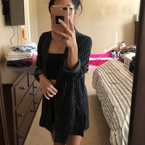 Black and white striped long blazer, never worn.